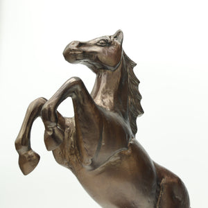 Rearing Horse Statue - Large Metal Stallion Figurine - Bronze Finish - Rustic Deco Incorporated