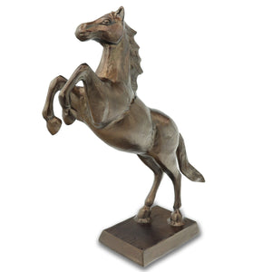 Rearing Horse Statue - Large Metal Stallion Figurine - Bronze Finish - Rustic Deco Incorporated