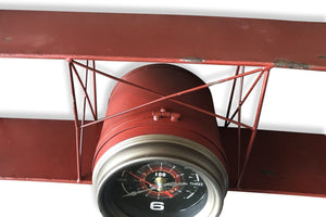 Red Airplane Wall Clock - Rustic Deco Incorporated