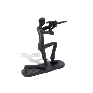 Rifleman Hunter Shooter Sculpture Figurine - Metal - Cast Iron - Rustic Deco Incorporated