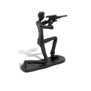 Rifleman Hunter Shooter Sculpture Figurine - Metal - Cast Iron - Rustic Deco Incorporated