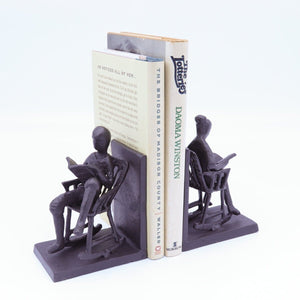 Rocking Chair Metal Bookends - Couple Reading - Abstract Figurine - Rustic Deco Incorporated