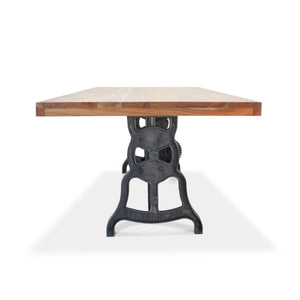 Shoemaker Dining Table - Adjustable Height Iron Base - Natural Wood Top - Rustic Deco Incorporated
