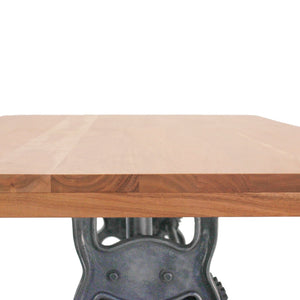 Shoemaker Dining Table - Adjustable Height Iron Base - Natural Wood Top - Rustic Deco Incorporated