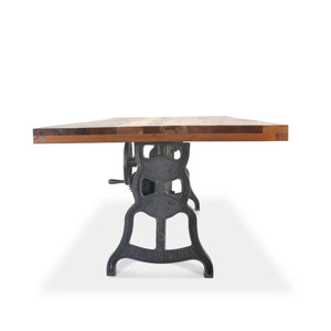Shoemaker Dining Table - Adjustable Height Iron Base - Rustic Natural Top - Rustic Deco Incorporated