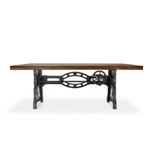 Shoemaker Dining Table - Adjustable Height Iron Base - Rustic Natural Top - Rustic Deco Incorporated