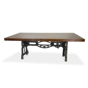 Shoemaker Dining Table - Adjustable Height Iron Base - Walnut Top - Rustic Deco Incorporated