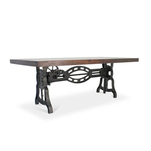 Shoemaker Dining Table - Adjustable Height Iron Base - Walnut Top - Rustic Deco Incorporated