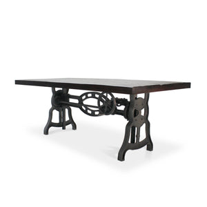 Shoemaker Dining Table - Adjustable Iron Base - Rustic Dark Walnut Top - Rustic Deco Incorporated