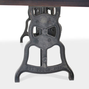 Shoemaker Dining Table - Adjustable Iron Base - Rustic Dark Walnut Top - Rustic Deco Incorporated