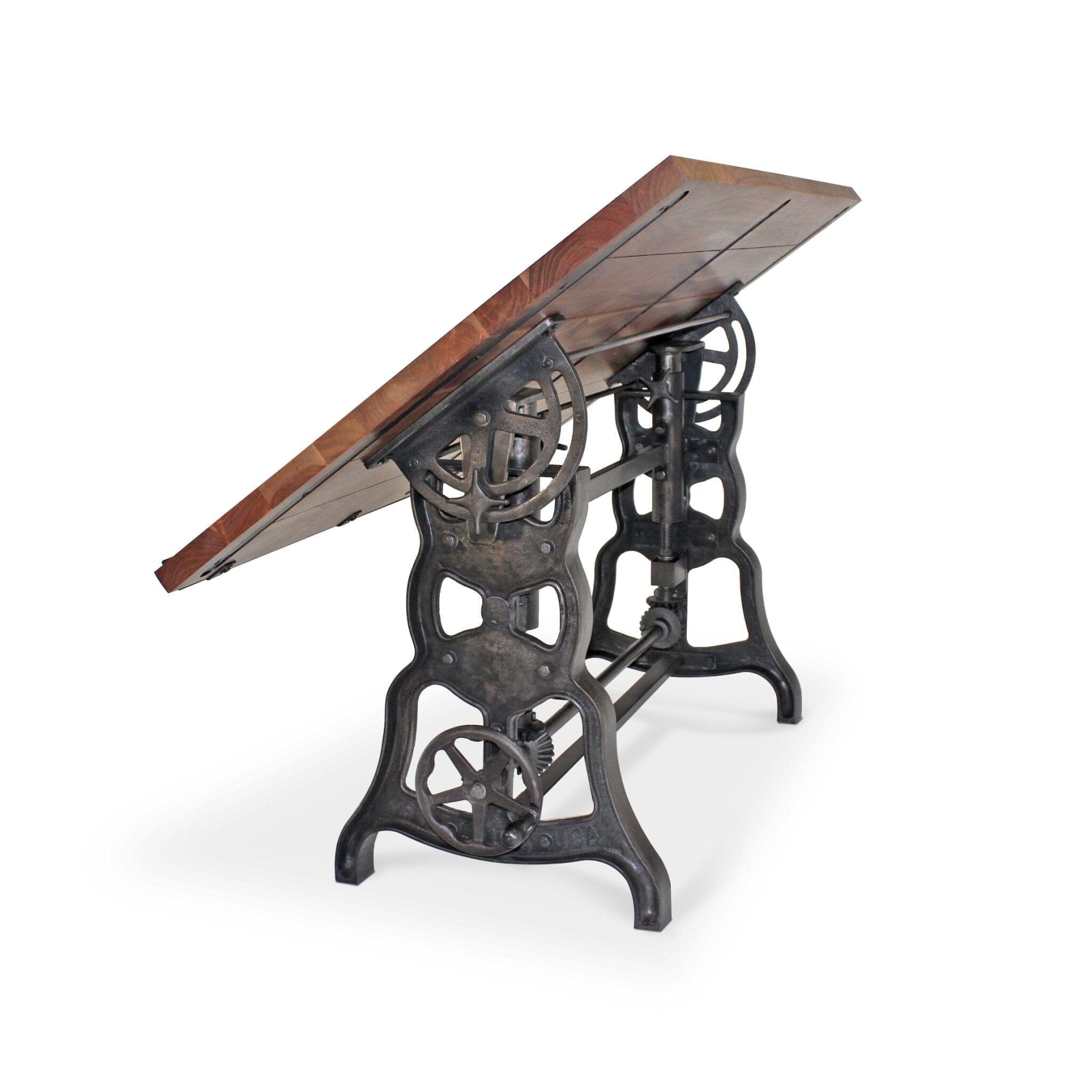 Shoemaker Drafting Table Desk - Adjustable Height Iron Base - Tilt Top