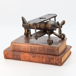 SPAD Miniature WWI Airplane Fighter - Cast Iron Metal Antique Biplane - Rustic Deco Incorporated