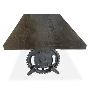Steampunk Adjustable Dining Table - Iron Crank Base - Rustic Ebony Dining Table Rustic Deco