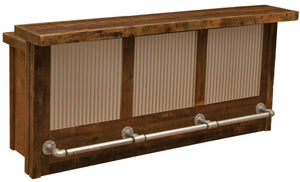 Tobacco Barnwood Bar - Steel Panels - Reclaimed Antique Oak Barn Wood 7.5' - Rustic Deco Incorporated