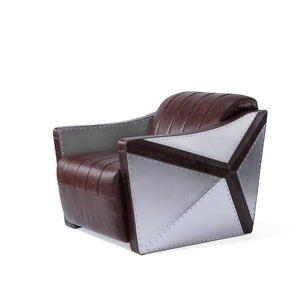 Tomcat Aviator Leisure Chair - Aircraft - Aluminum Leather Armchair - Rustic Deco Incorporated