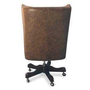 Tufted Brown Leather Adjustable Executive Office Chair- Casters - Rustic Deco Incorporated