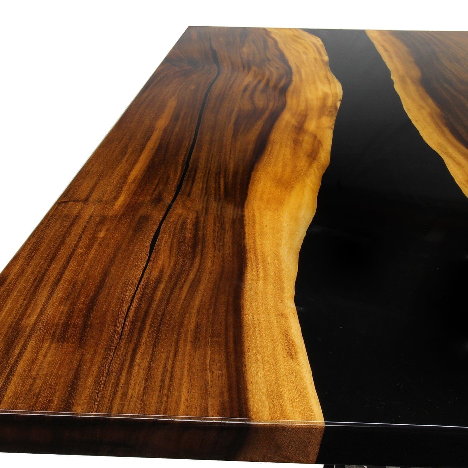 Walnut Live Edge Slab Dining Table Top - Black River Epoxy - 80 x 40 x 2