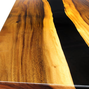 Walnut Live Edge Slab Dining Table Top - Black River Epoxy - 80 x 40 x 2" - Rustic Deco Incorporated