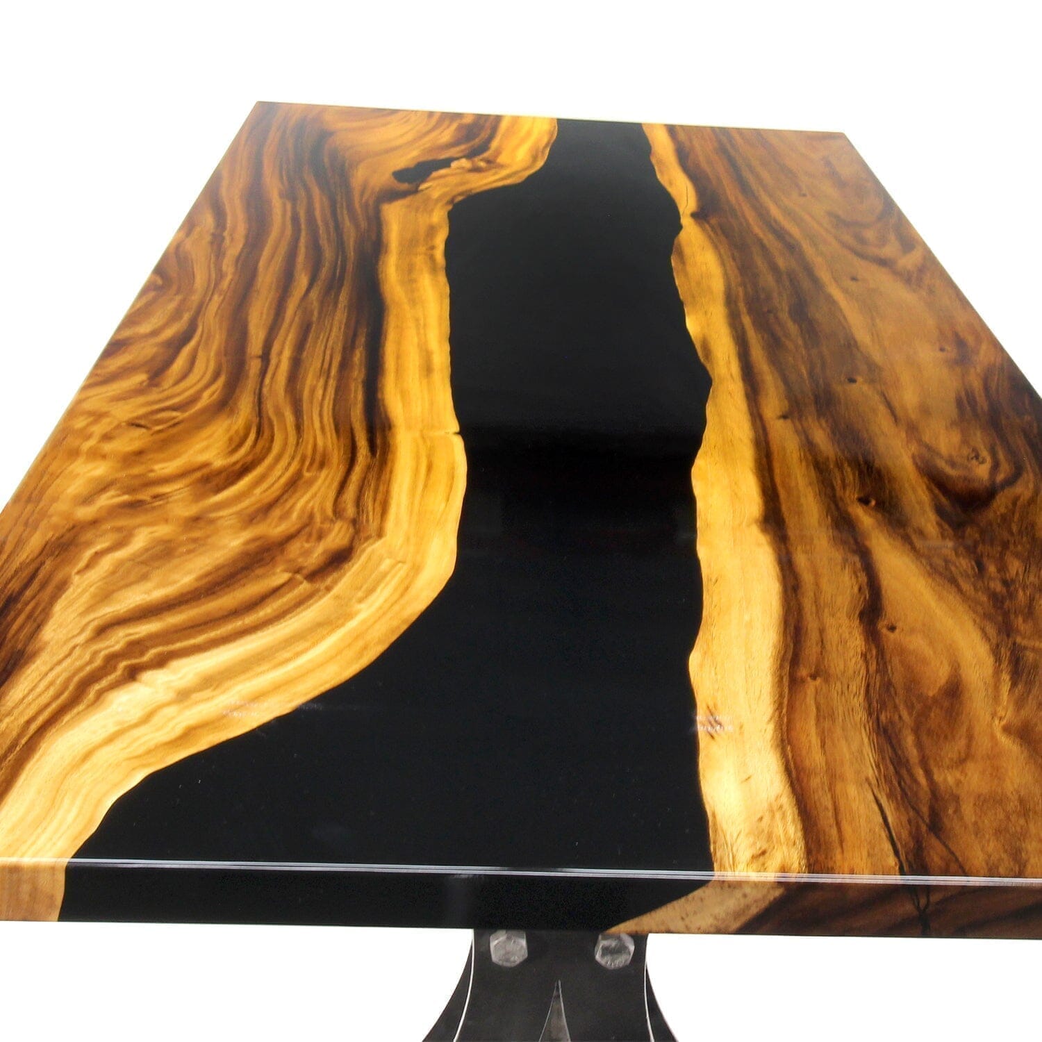 Black Walnut Rounds C-Table with Smokey Black Epoxy River – WoodLab