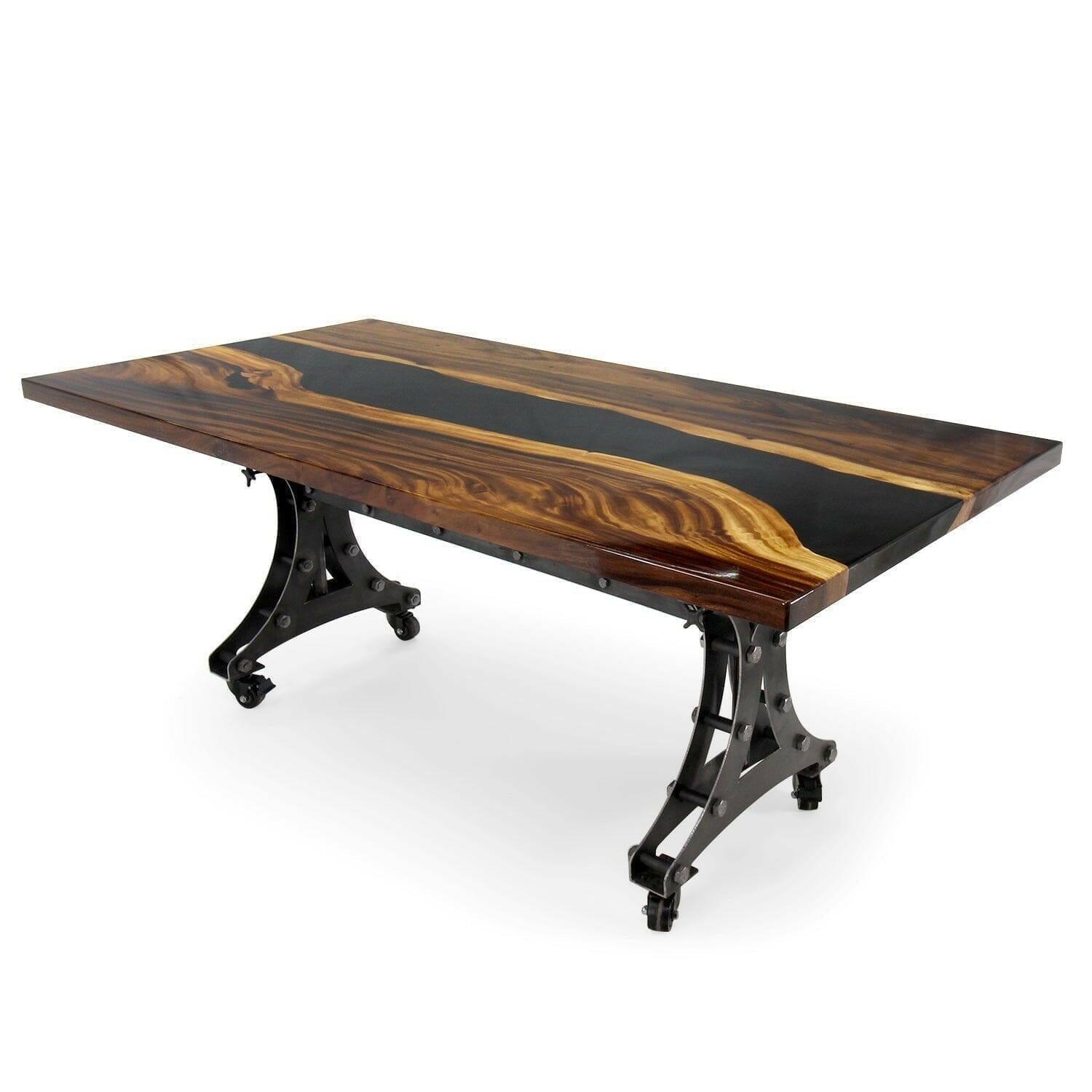 Walnut Live Edge Slab Dining Tabletop - Black River Epoxy - 80 x