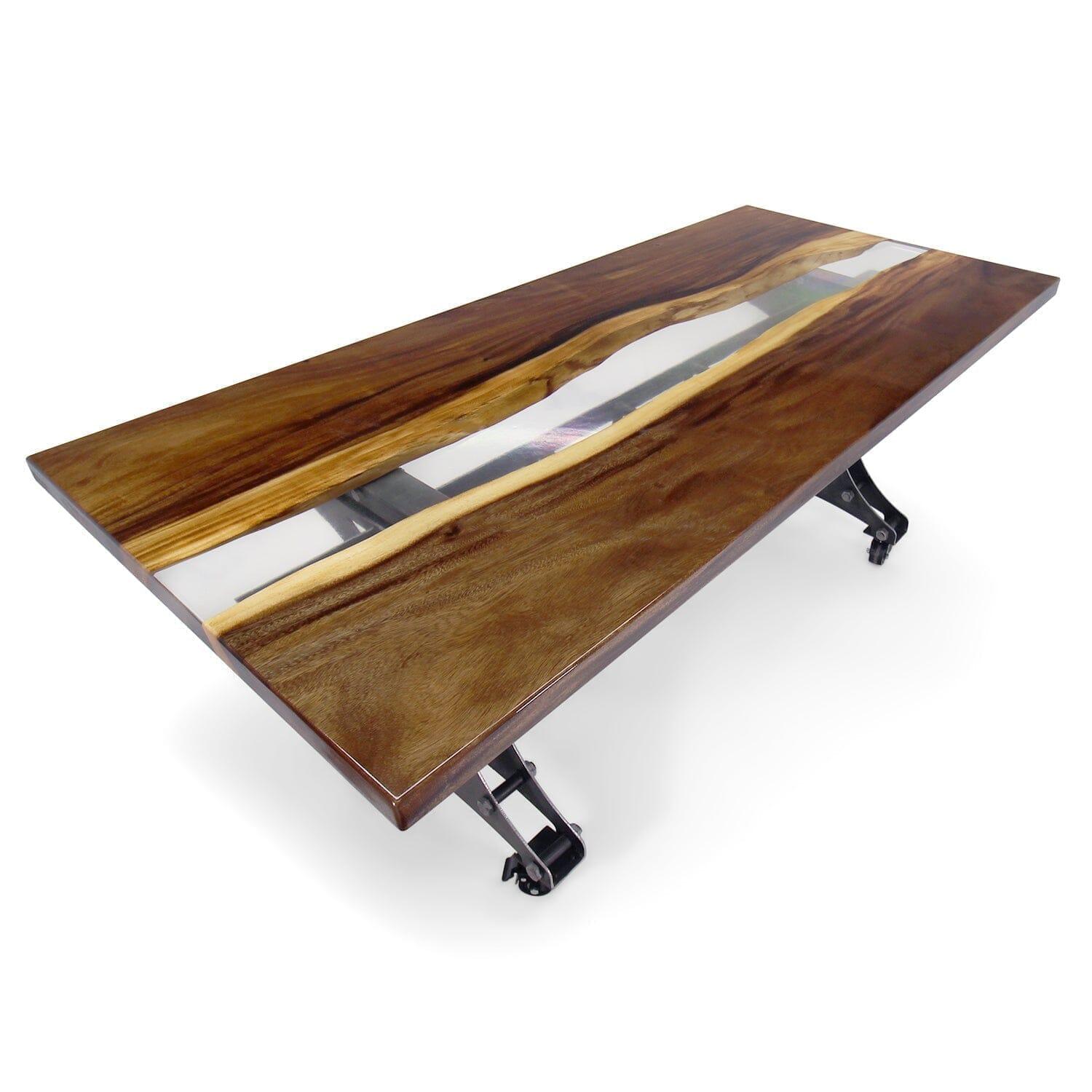 Walnut Live Edge Slab Dining Tabletop - Clear River Epoxy - 80 x