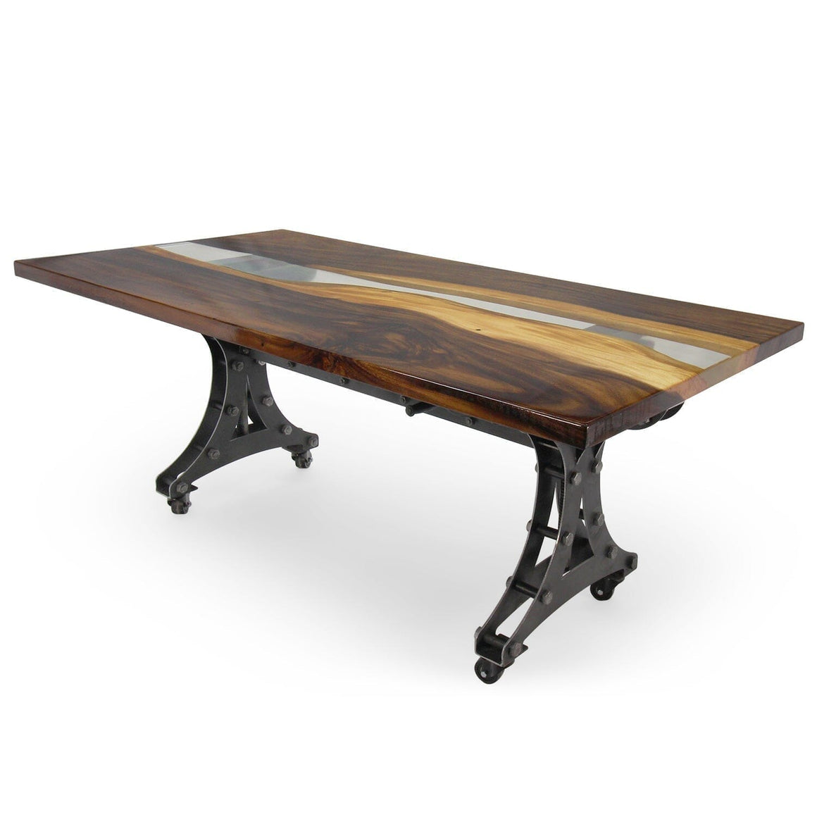 Walnut Live Edge Slab Dining Tabletop - Clear River Resin - 80 x 40 x 2" - Rustic Deco Incorporated
