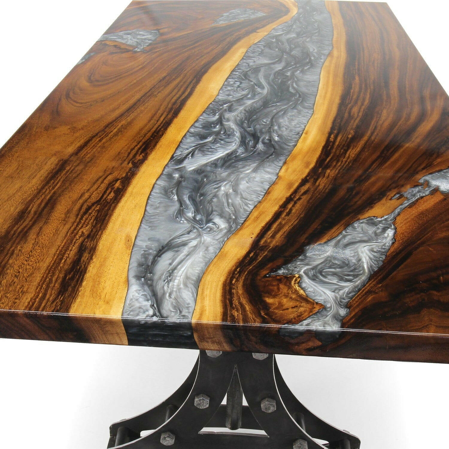 Walnut Live Edge Slab Dining Tabletop - Gray River Epoxy - 80 x 40